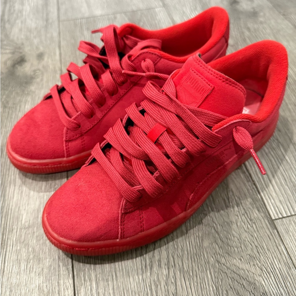 Red Puma Suede Sneakers Size 7Y or 8.5W